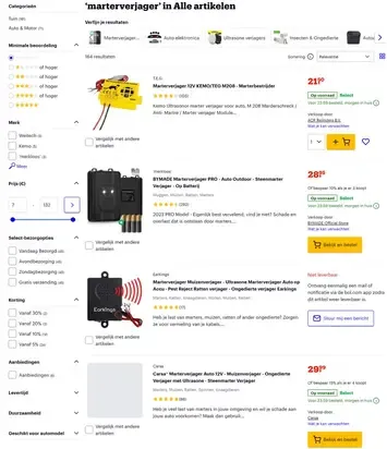 The search results for marten repellers on bol