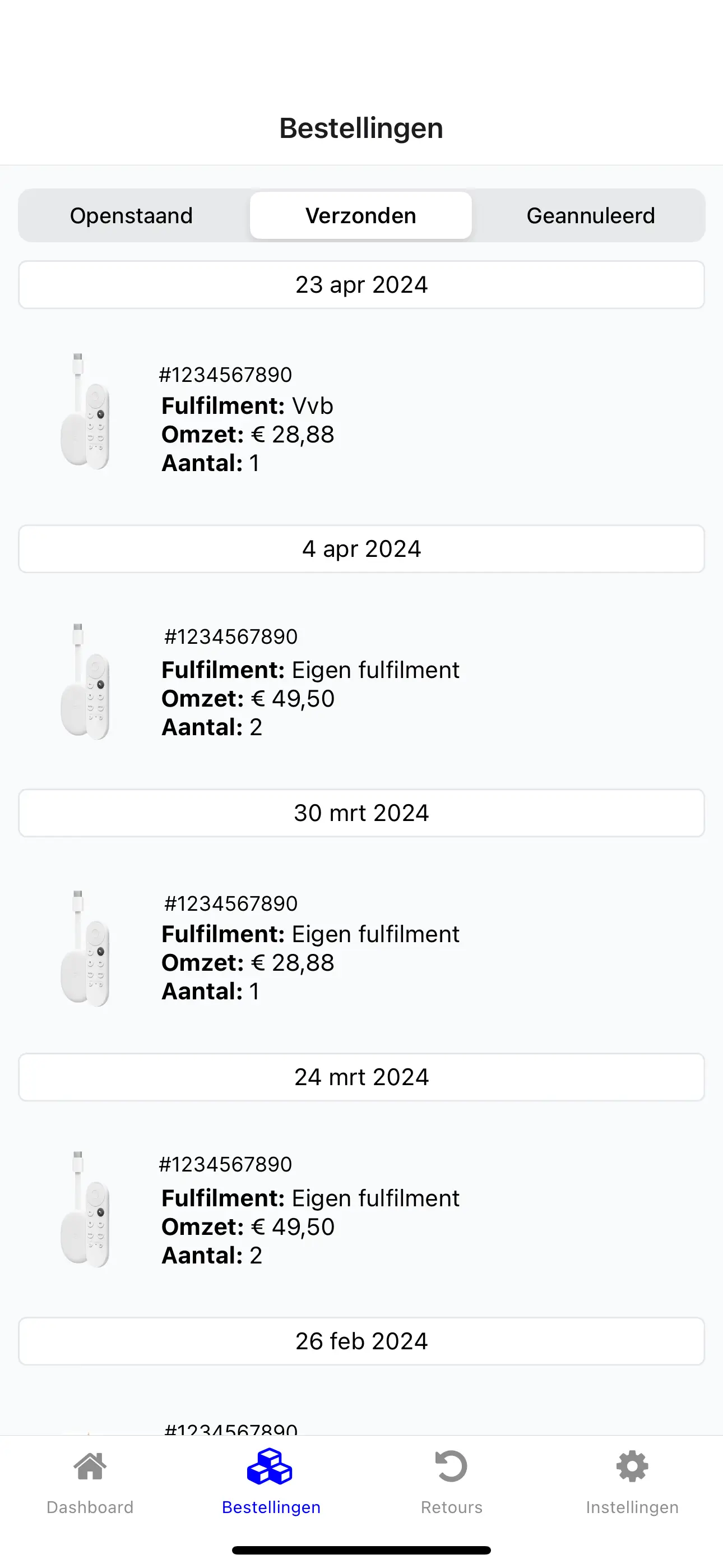 Bestellingen en retours