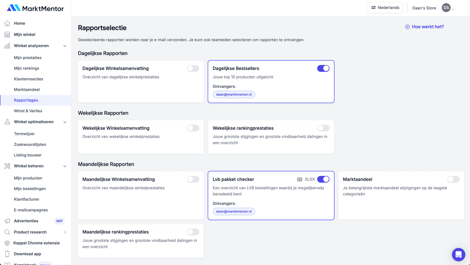 MarktMentor Rapportages screenshot