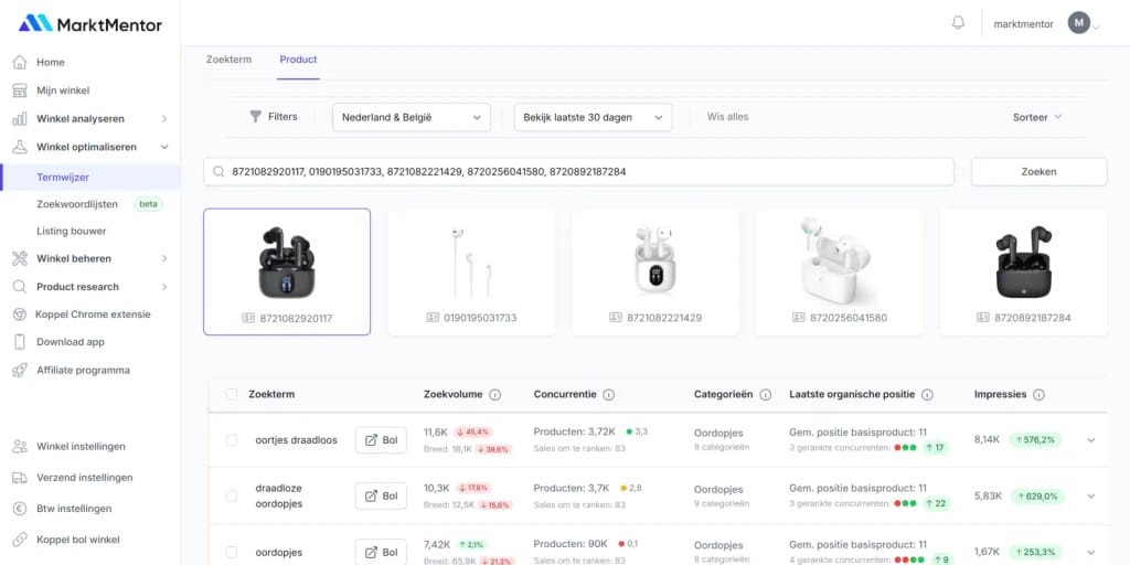 Historische bol.com product ranking